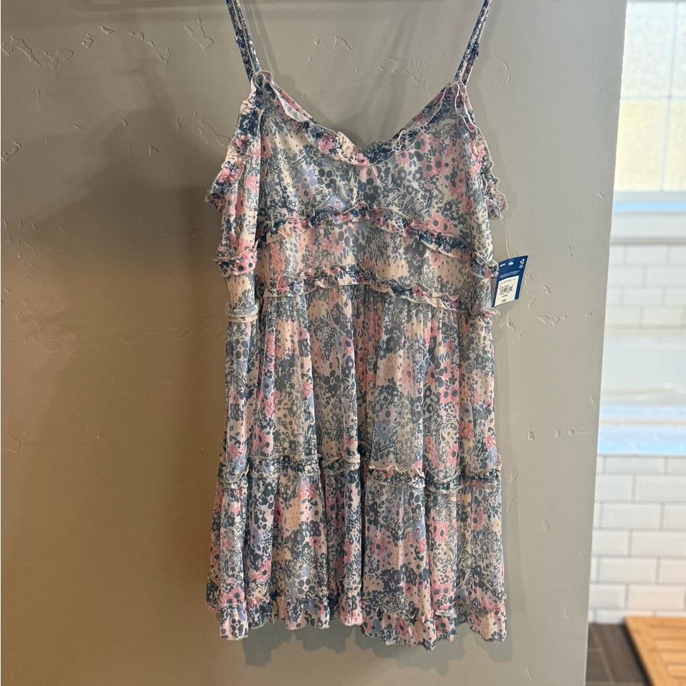 Arizona Jean Company Blue and Pink Floral Paisley Dress